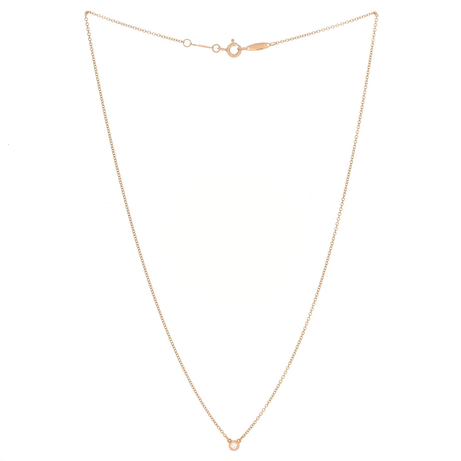 Tiffany 18K Rose Gold Diamond .03ct Elsa Peretti Diamonds by the Yard Pendant Necklace 2 of 6