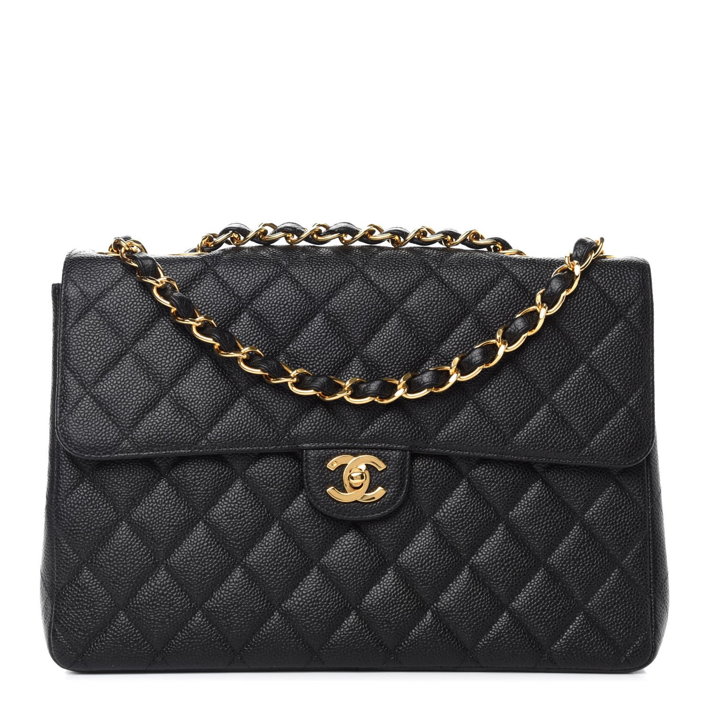 Caviar Quilted Jumbo Single Flap Black