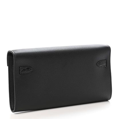 Hermes Epsom Shiny Alligator Touch Kelly Wallet To Go Black 2 of 4