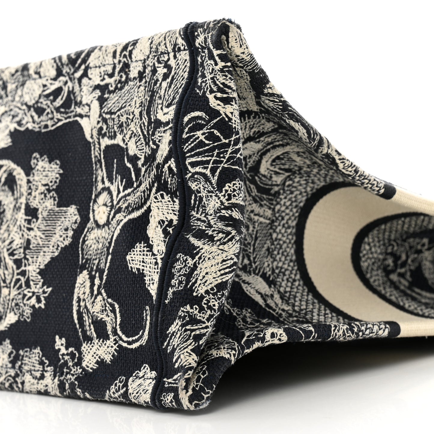 Canvas Embroidered Medium Dioriviera Toile De Jouy Reverse Book Tote Blue