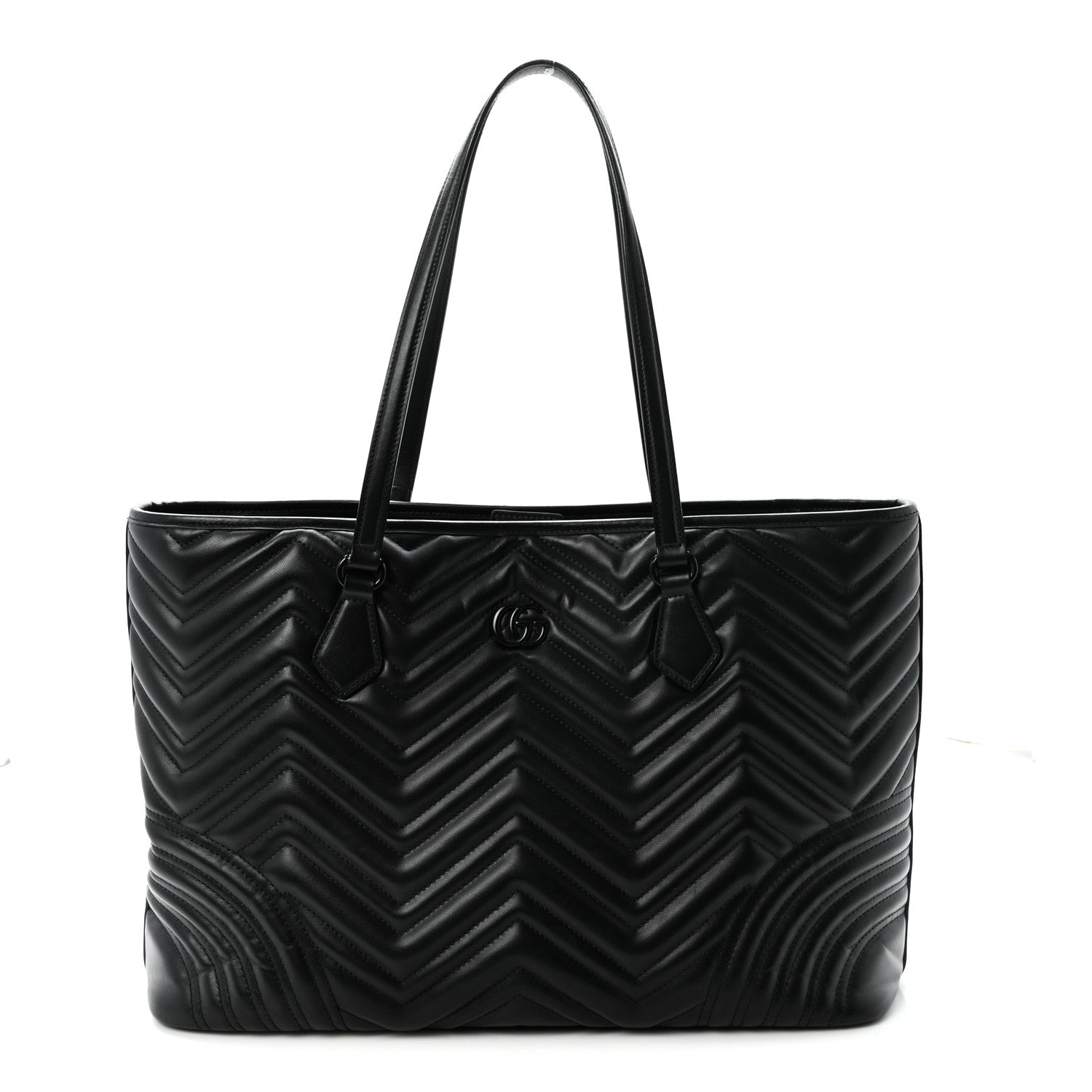 Gucci Calfskin Matelasse Monochrome Large GG Marmont Tote Bag Black 1 of 10