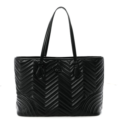 Gucci Calfskin Matelasse Monochrome Large GG Marmont Tote Bag Black 1 of 10