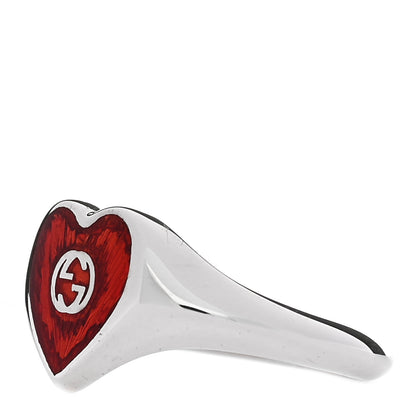 Gucci Sterling Silver Enamel Heart Ring 52 6 Red 3 of 6