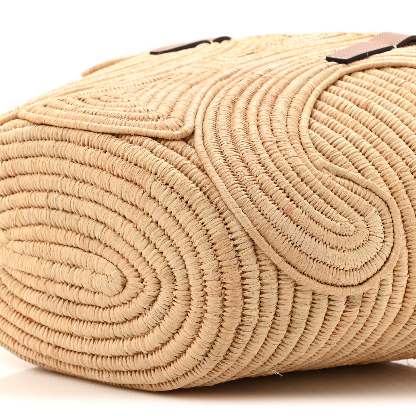 Braided Raffia Calfskin Triomphe Small Panier Tan