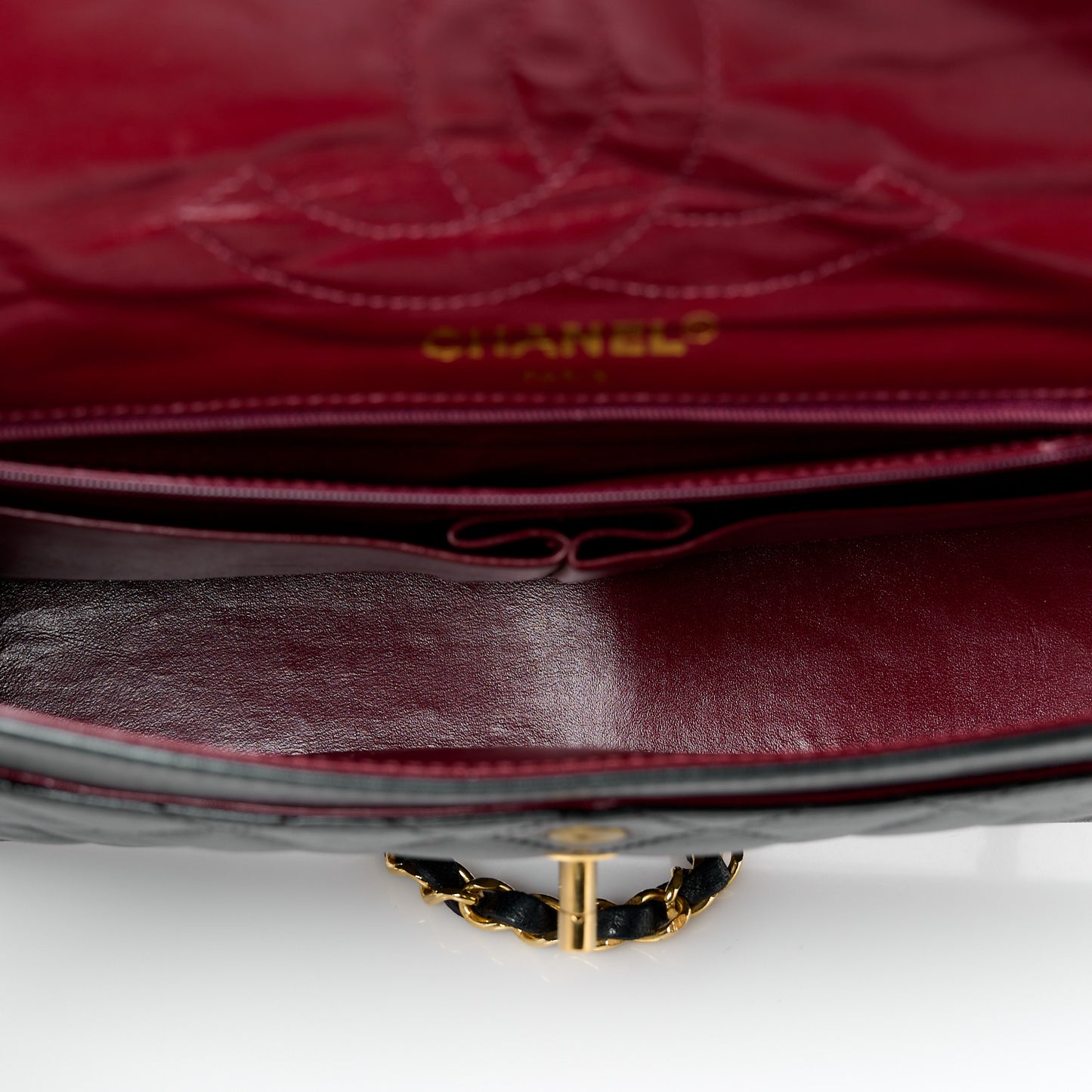 Lambskin Quilted Medium Double Flap Bag Black