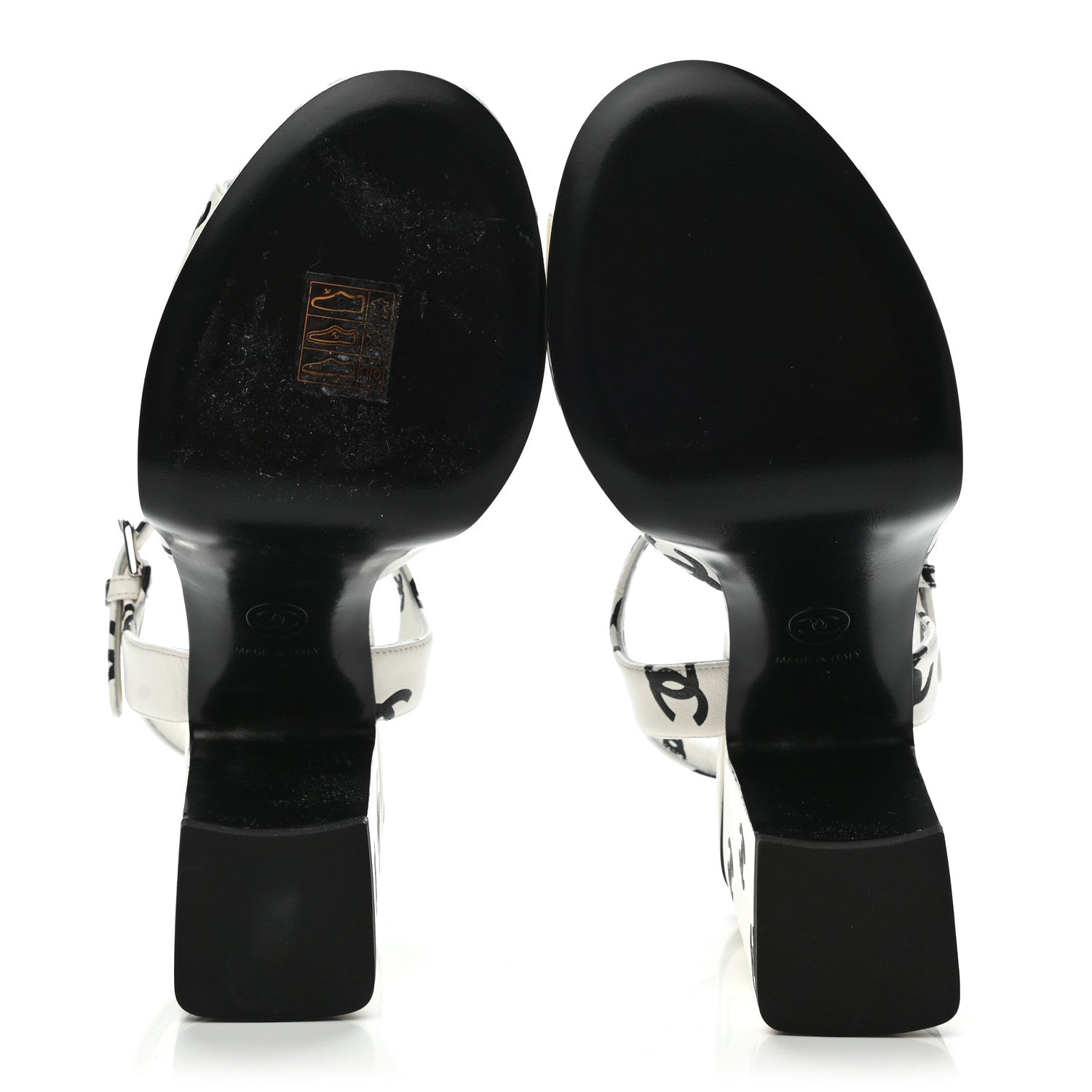 Chanel Printed Lambskin CC Platform Sandals 36 White Black 5 of 9