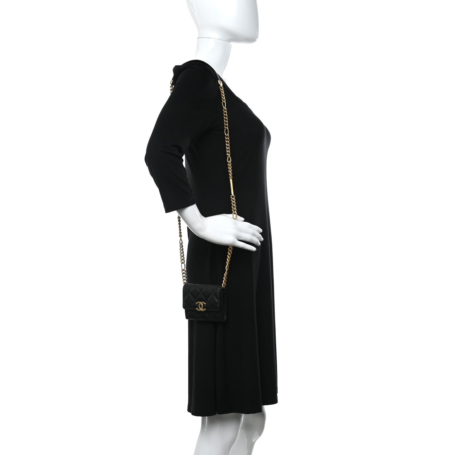 Chanel Caviar Quilted Bracelet On Chain Clutch Black 2 of 10