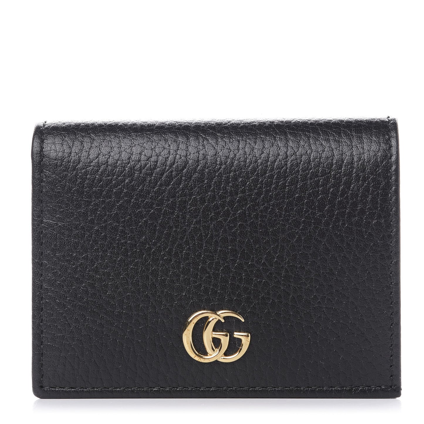 Pebbled Calfskin GG Marmont Card Case Black