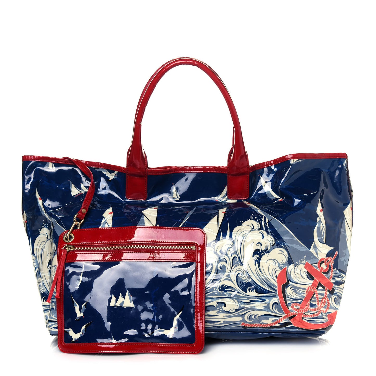 PVC Sailboat Tote Blue Red White