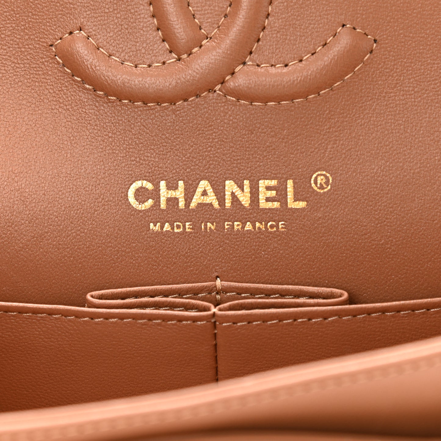 Lambskin Quilted Small Double Flap Brown