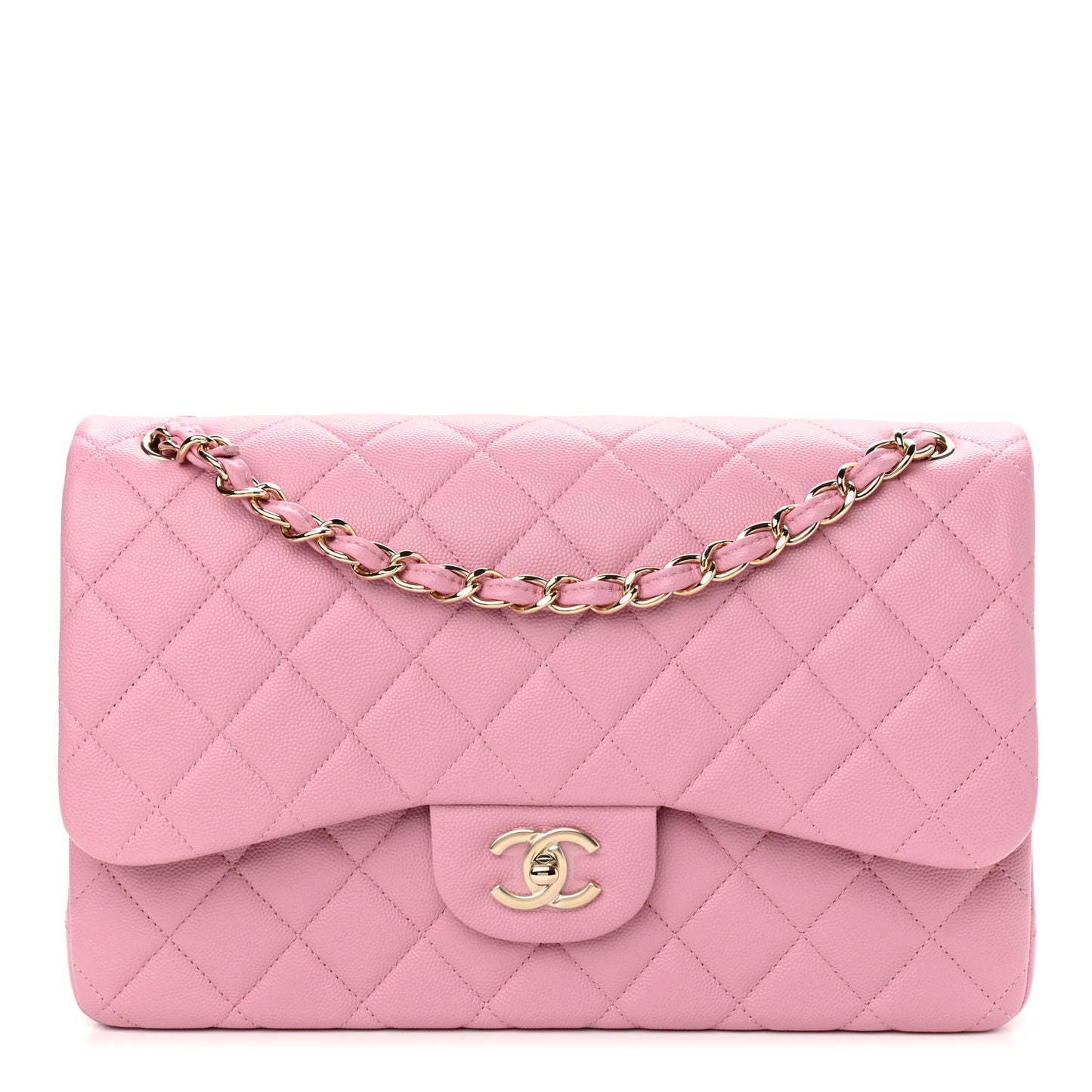 Caviar Quilted Jumbo Double Flap Pink