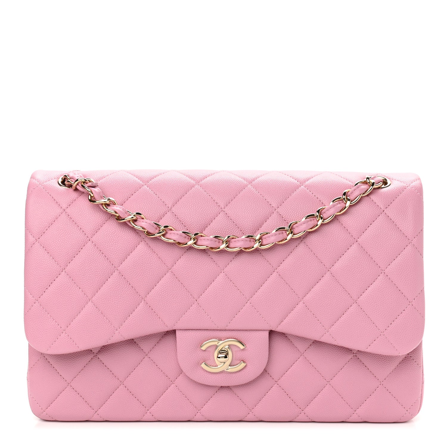 Chanel Caviar Quilted Jumbo Double Flap Pink 1 of 11