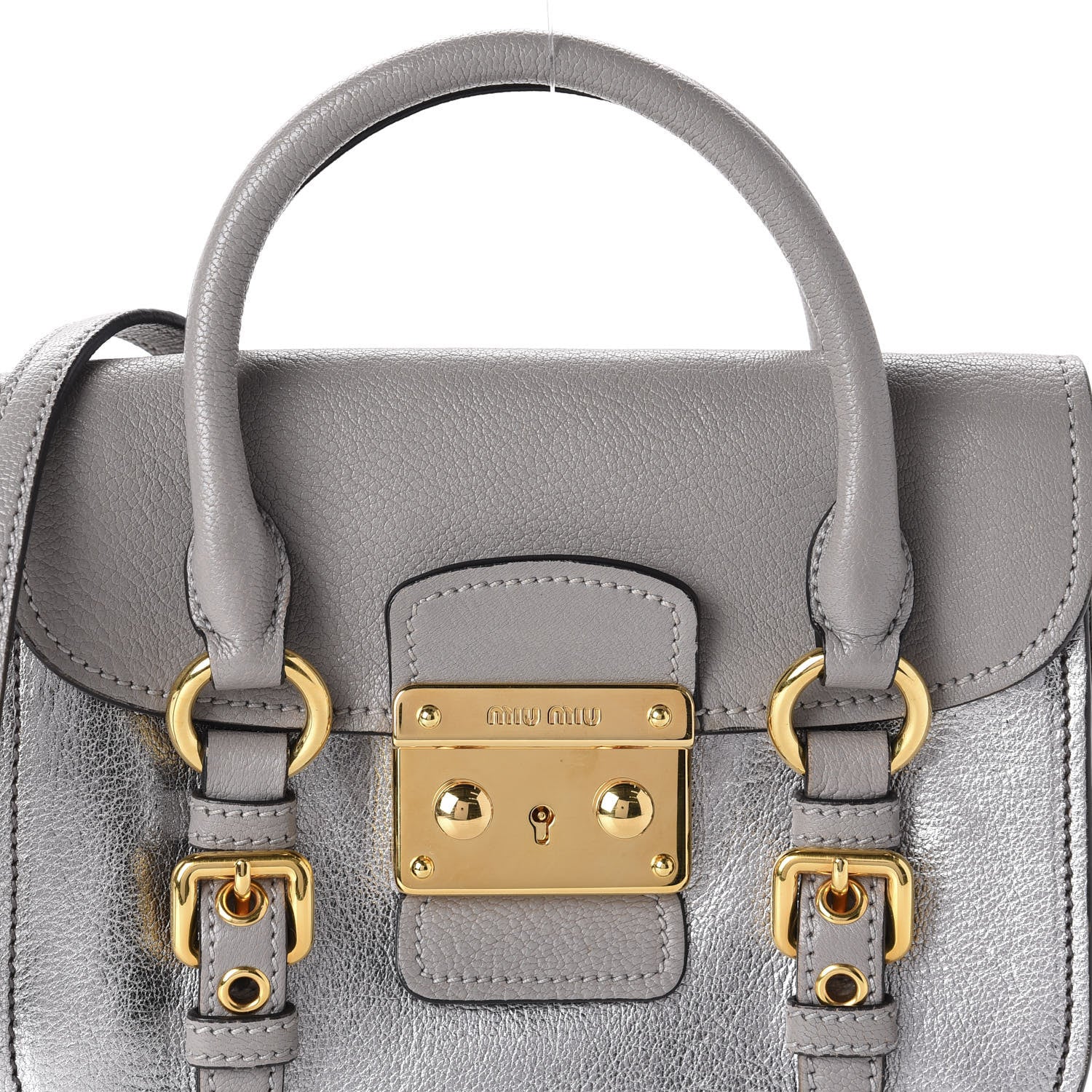 Miu Miu Metallic Goatskin Madras Crossbody Bag Chrome 12 of 12