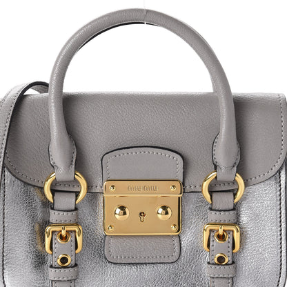 Miu Miu Metallic Goatskin Madras Crossbody Bag Chrome 12 of 12