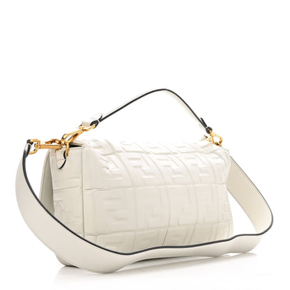 Fendi Nappa FF 1974 Embossed Large Baguette White 3 of 12