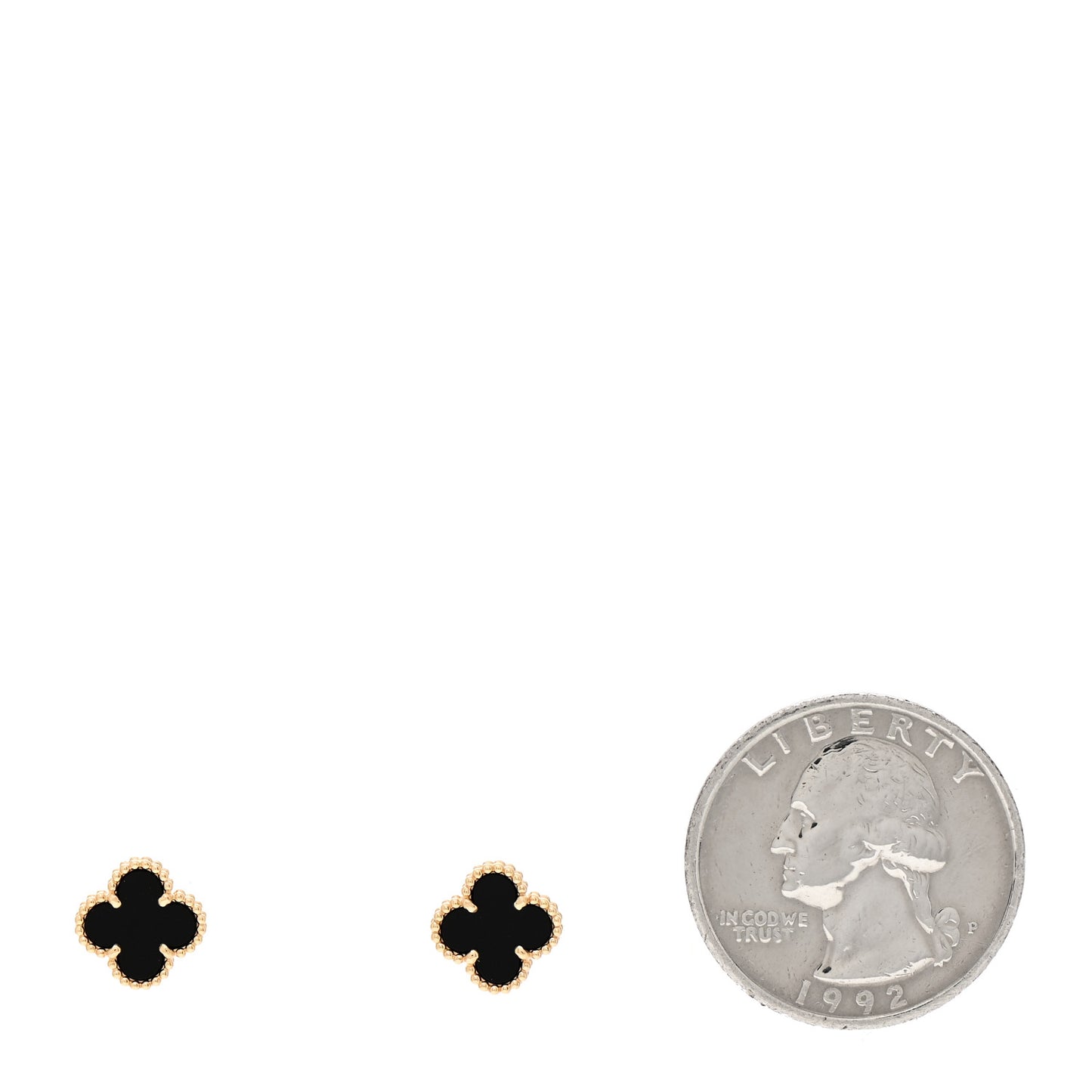 18K Yellow Gold Black Onyx Sweet Alhambra Earrings