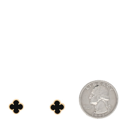 Van Cleef & Arpels 18K Yellow Gold Black Onyx Sweet Alhambra Earrings 2 of 5