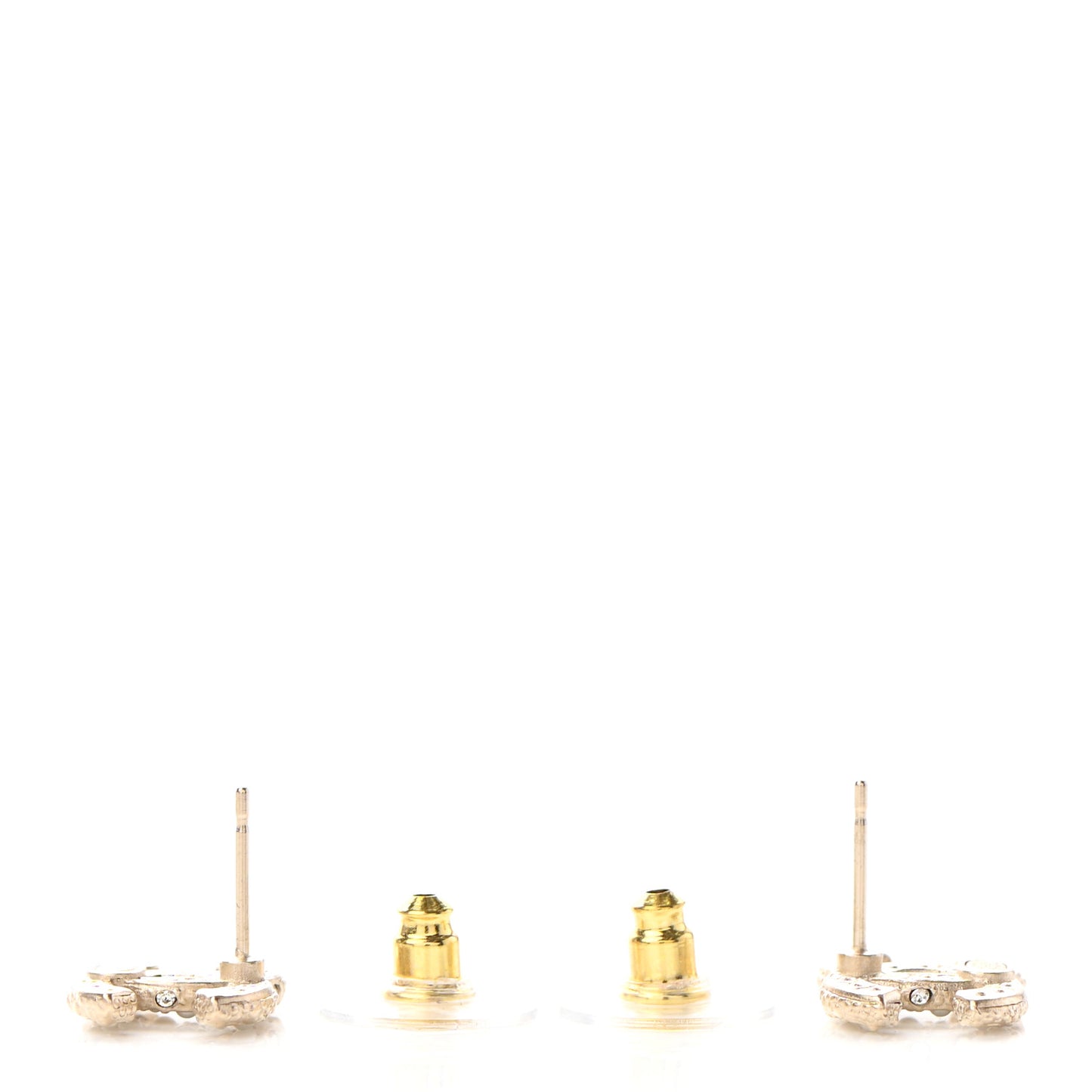Pearl Crystal CC Earrings Light Gold