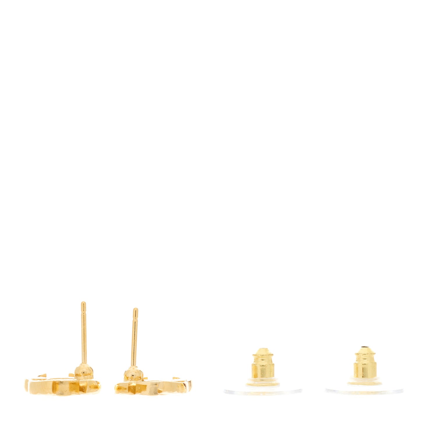 Metal Textured CC Earrings Gold