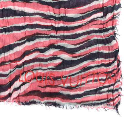 Louis Vuitton Silk Wool Zebra Shawl Pink Black 3 of 5