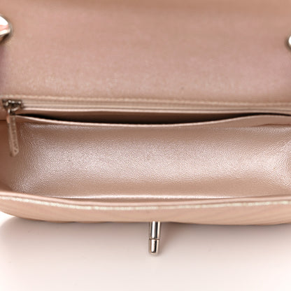 Chanel Iridescent Caviar Chevron Quilted Mini Rectangular Flap Light Gold 4 of 12