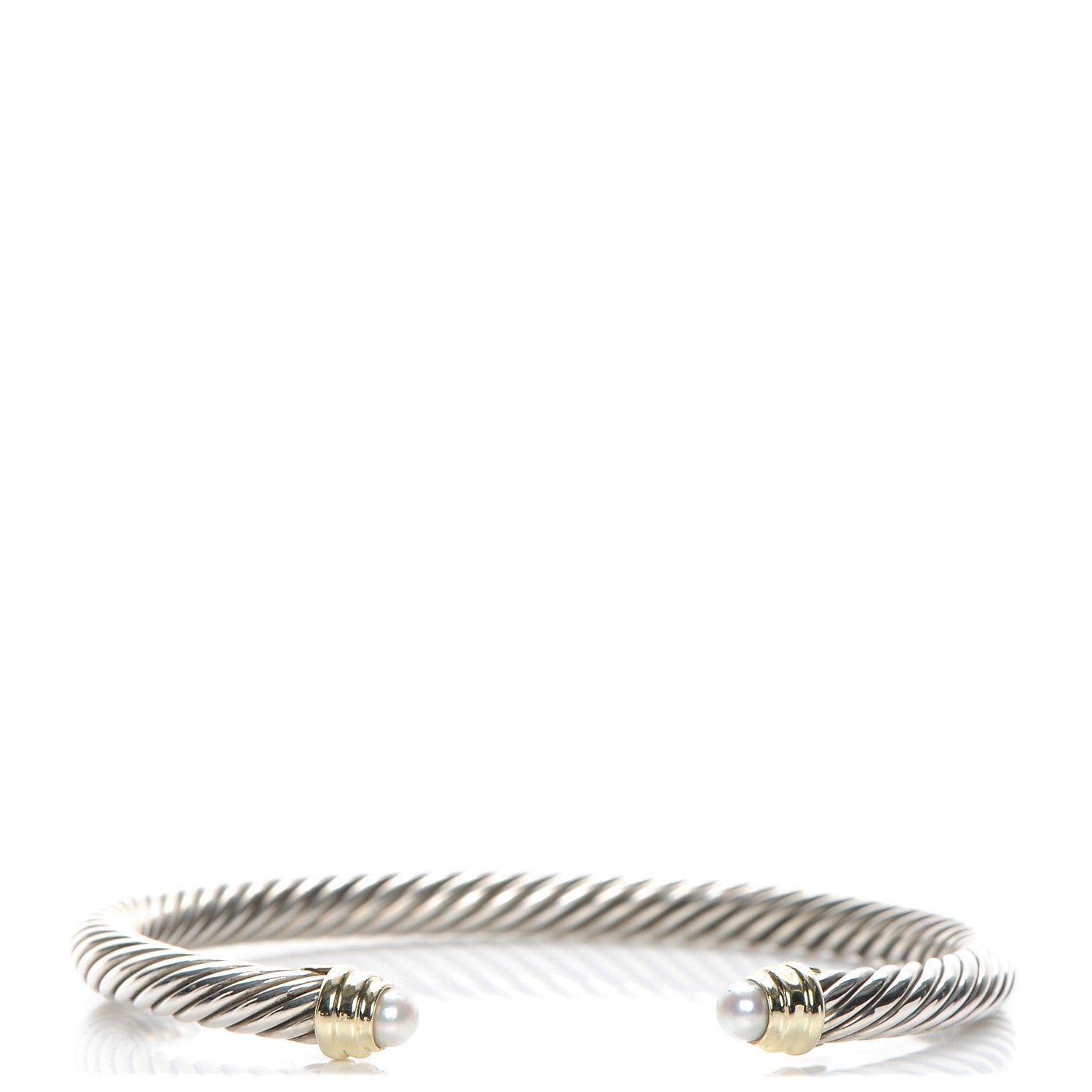 David Yurman Sterling Silver 14K Yellow Gold Pearl 5mm Cable Classics Petite Color Bracelet 1 of 4