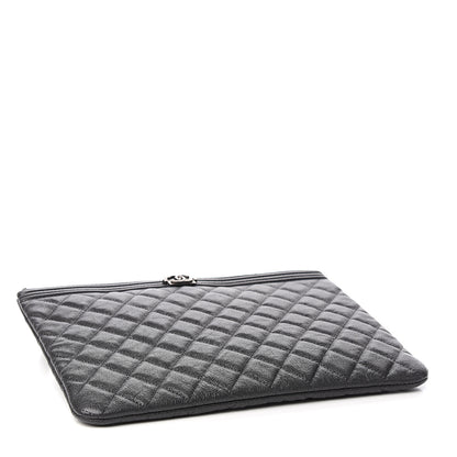 Chanel Iridescent Caviar Quilted Medium Boy Cosmetic Case Grey 3 of 6
