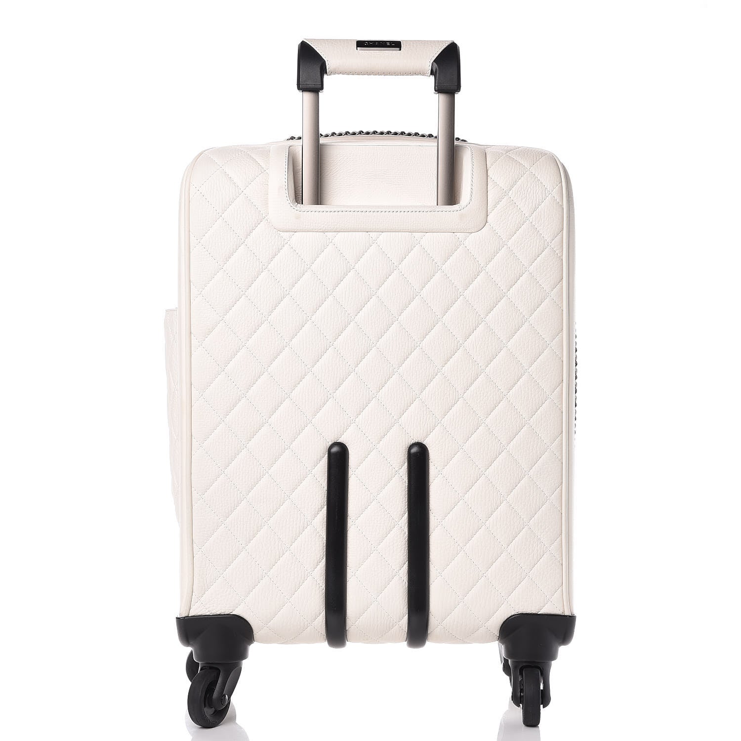 Chanel Calfskin Quilted Coco Case Trolley Rolling Luggage White 8 of 13