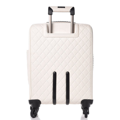 Chanel Calfskin Quilted Coco Case Trolley Rolling Luggage White 8 of 13