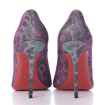 Christian Louboutin Leopard Lame Fifi 100 Pumps 37 Turquoise Violet 5 of 11