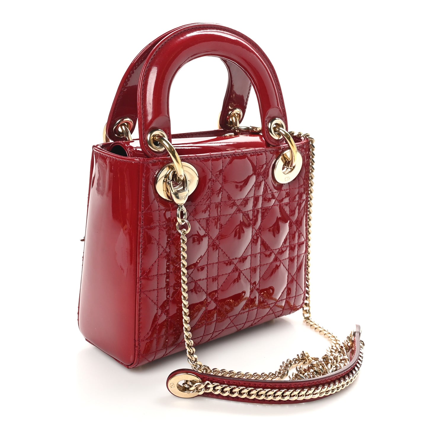 Patent Cannage Mini Lady Dior Red