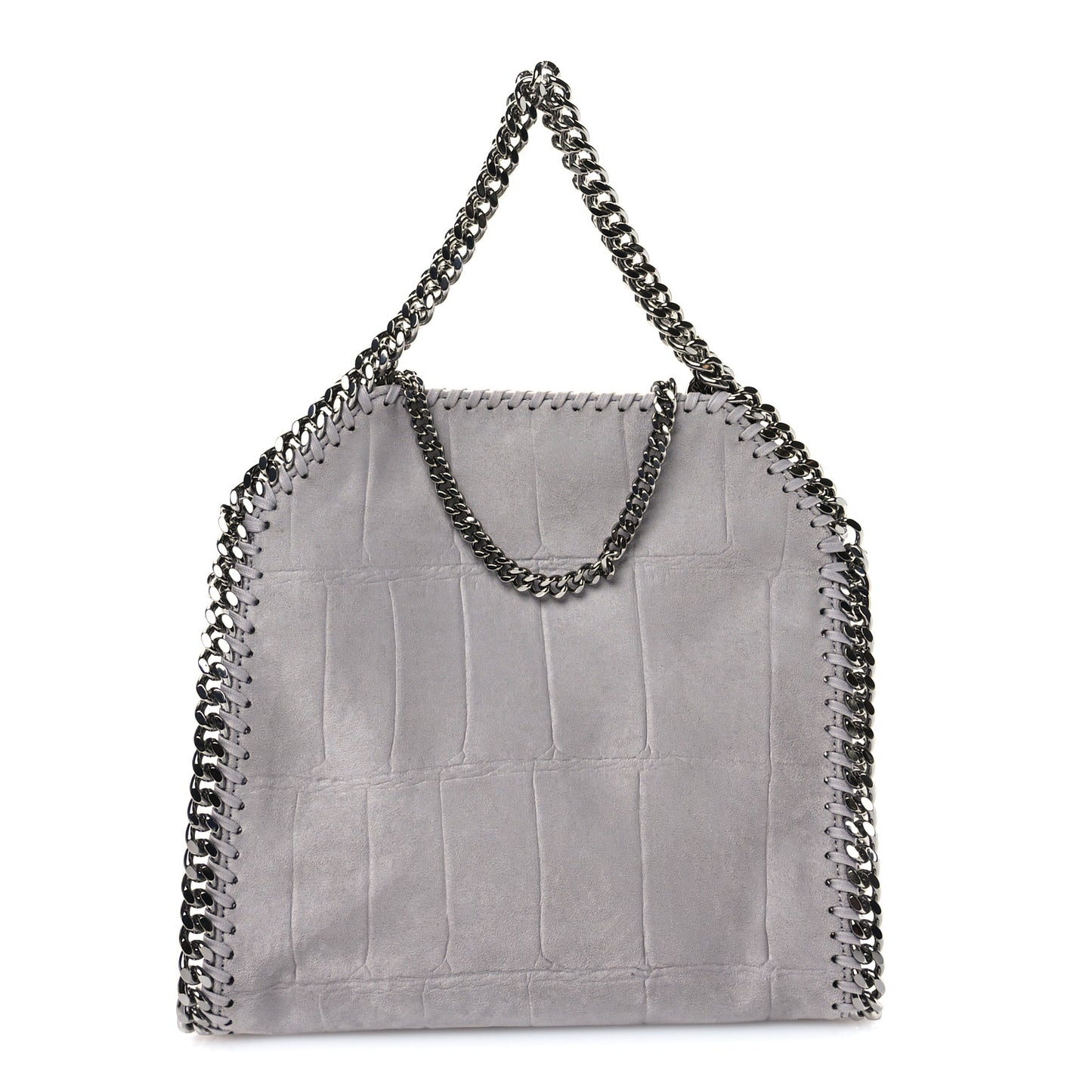 Shaggy Deer Embossed Crocodile Effect Mini Falabella Fold Over Tote Light Grey