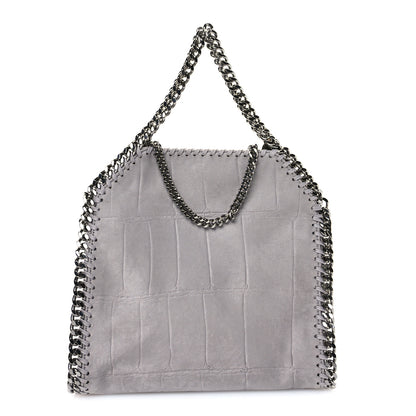 Stella McCartney Shaggy Deer Embossed Crocodile Effect Mini Falabella Fold Over Tote Light Grey 1 of 10