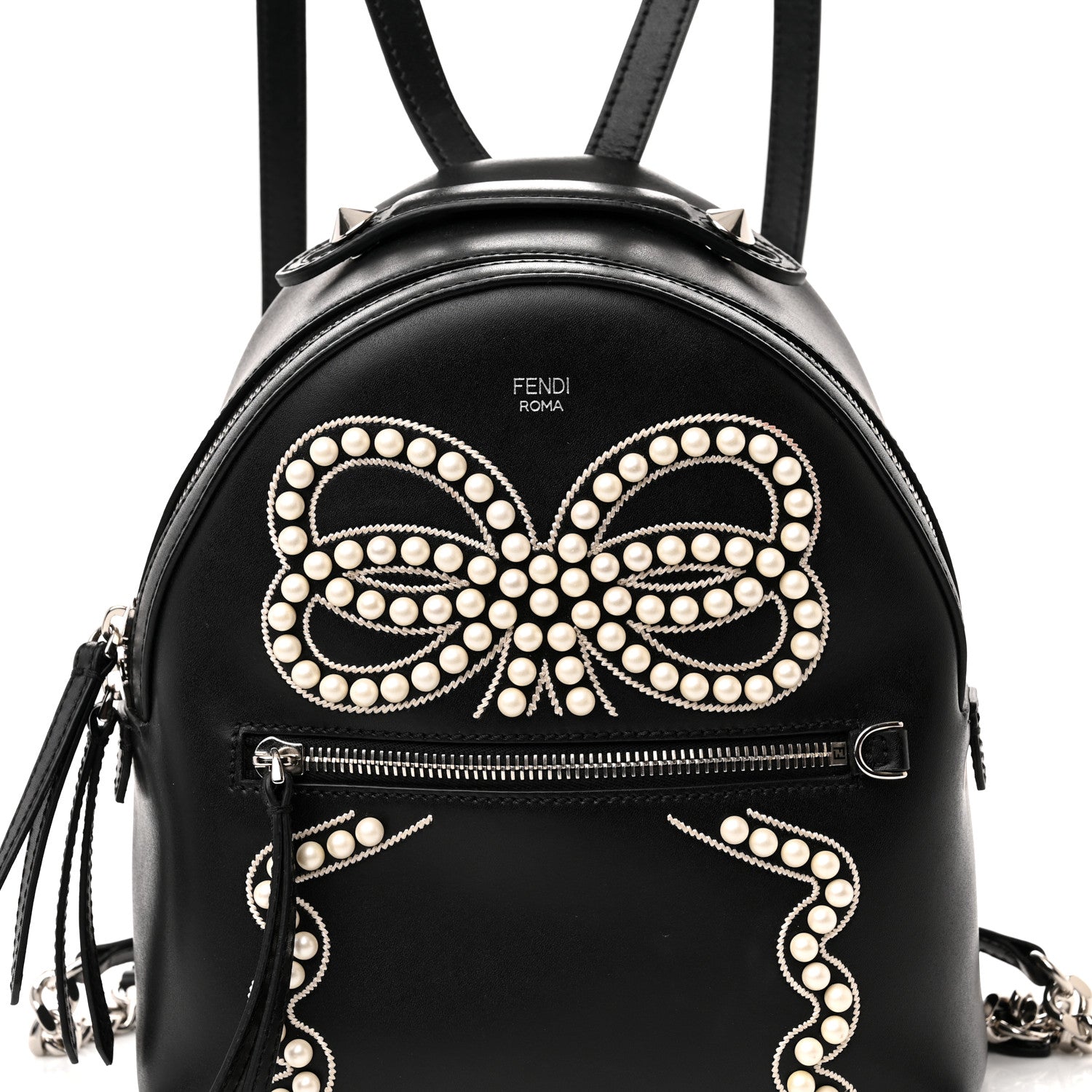 Fendi Vitello Liberty Pearl Romantic Bow Mini Backpack Black 8 of 10