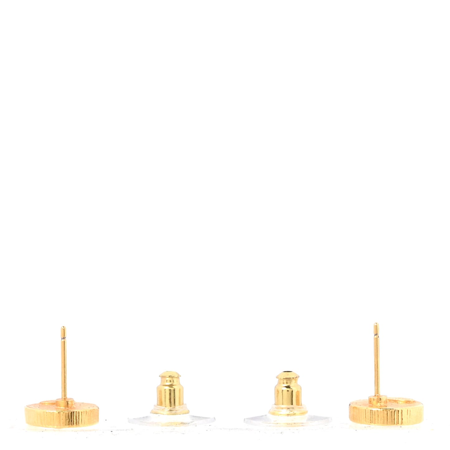 Metal Enamel Textured CC Round Earrings Gold Black
