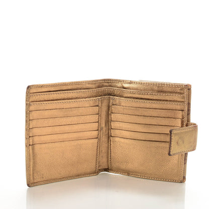 Gucci Crystal Monogram Metal Bar French Flap Wallet Metallic Gold 5 of 7
