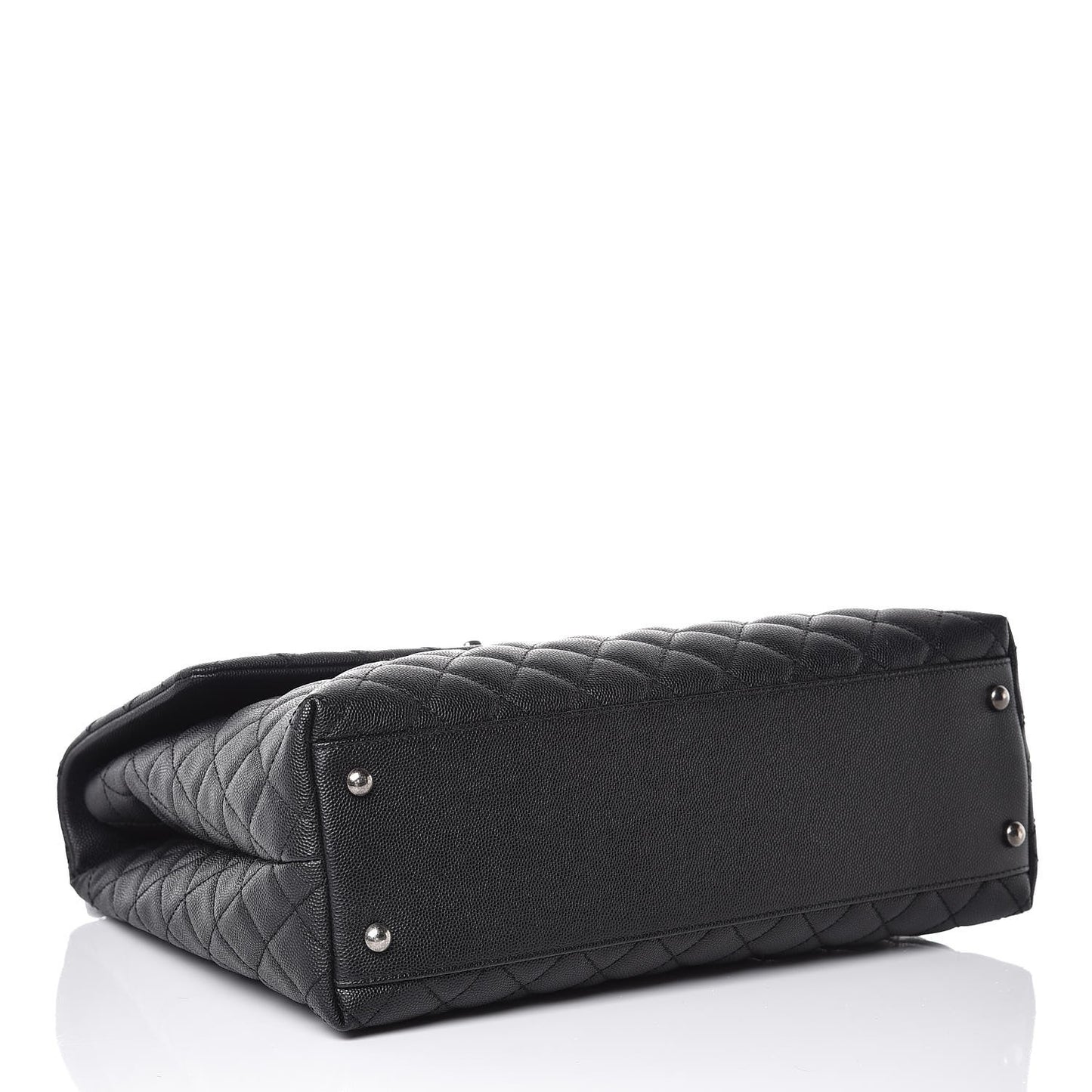 Caviar Lizard Quilted Large Coco Handle Flap Black