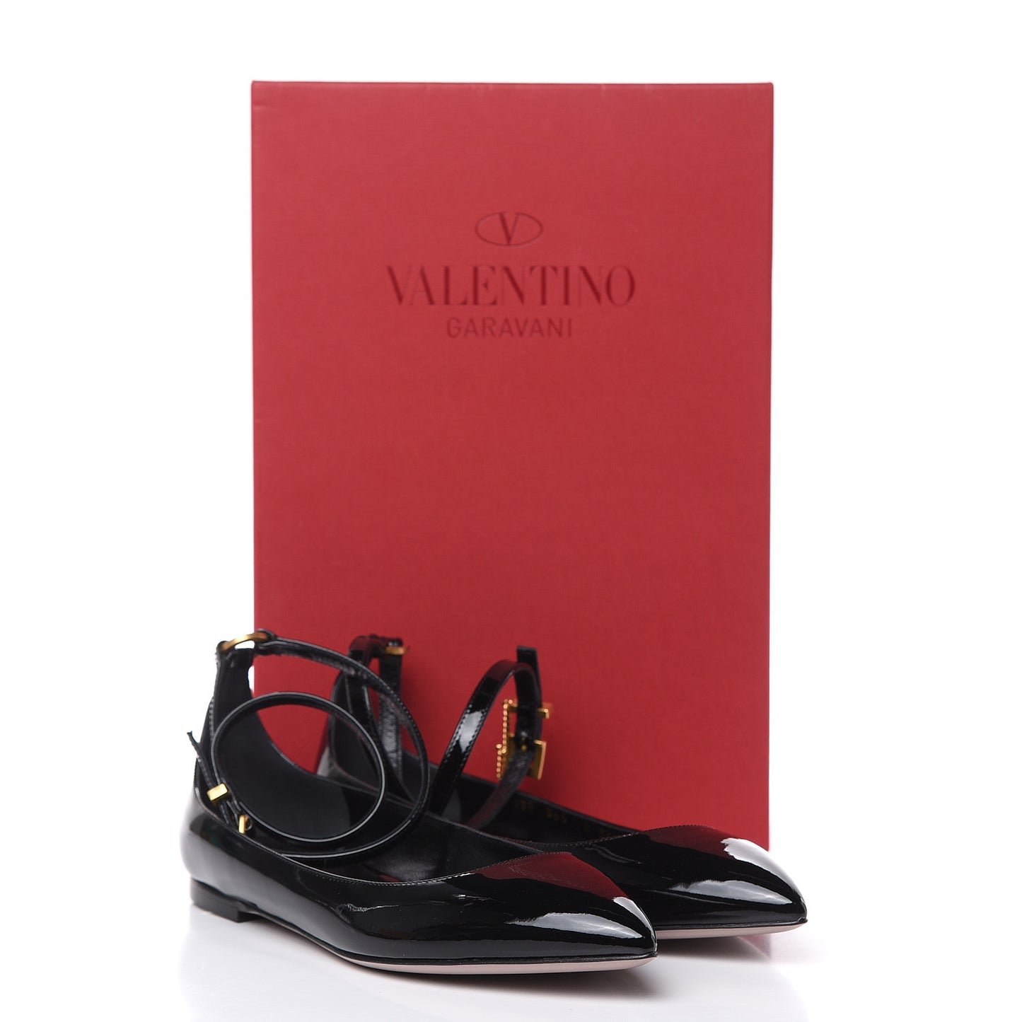 Patent Ankle Strap Ballerina Flats 36.5 Black