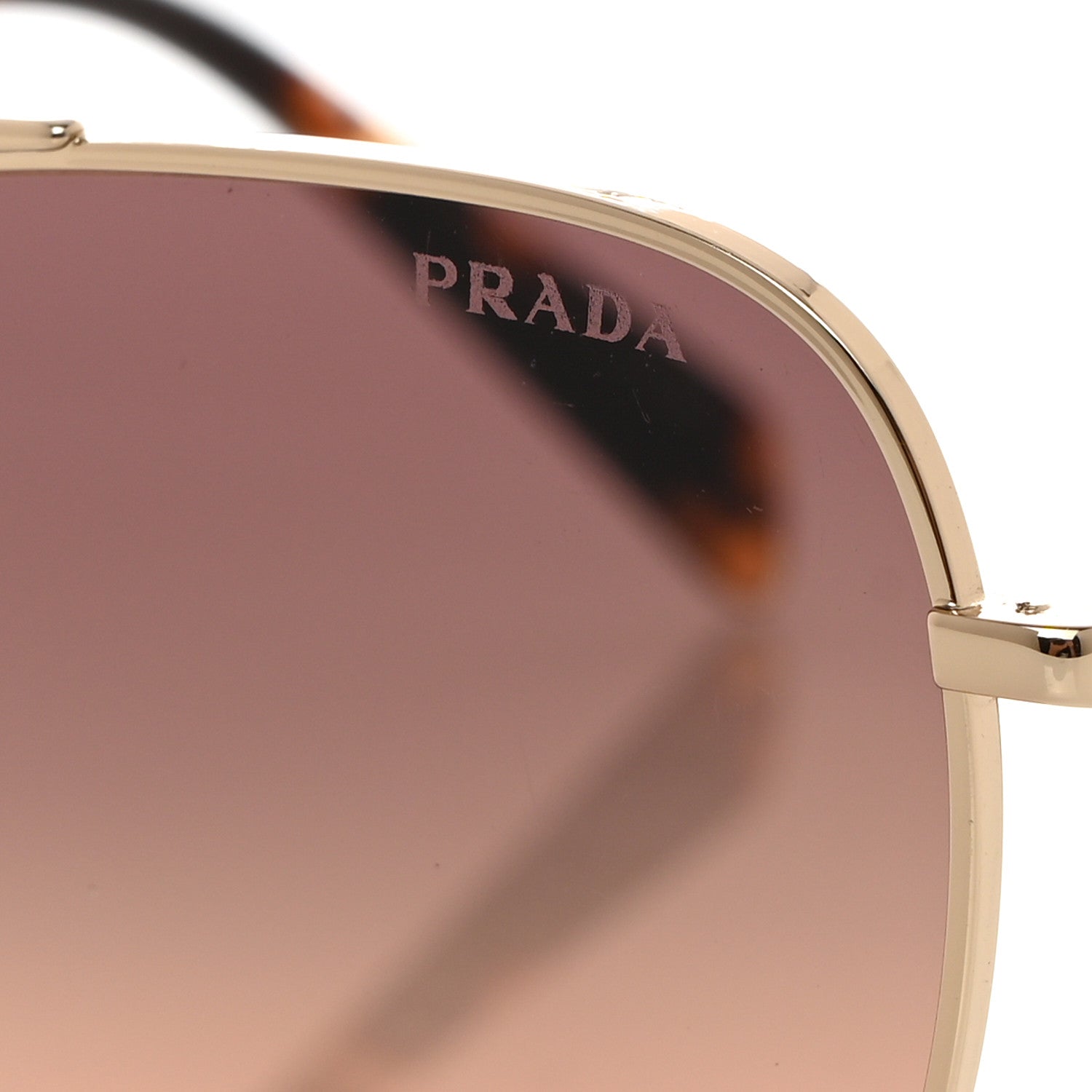 Prada Metal Symbole Triangle Logo Aviator Sunglasses SPR A50 Gold Tortoise Brown 8 of 9