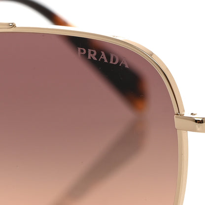 Prada Metal Symbole Triangle Logo Aviator Sunglasses SPR A50 Gold Tortoise Brown 8 of 9