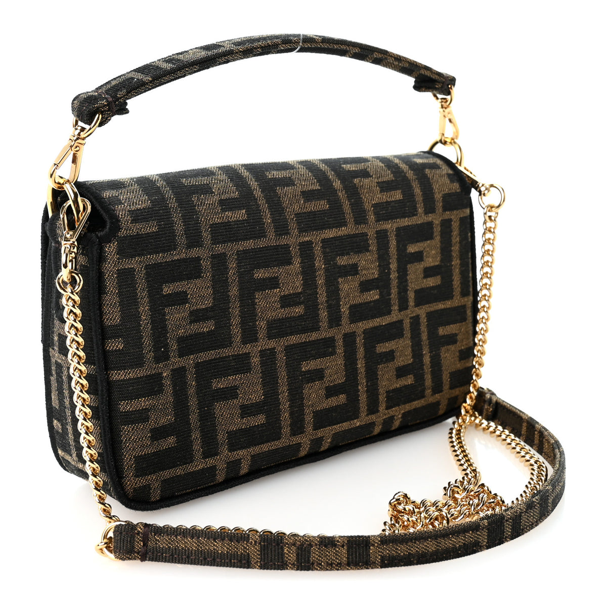 Fabric Jacquard FF 1974 Mini Baguette Tobacco Moro Black