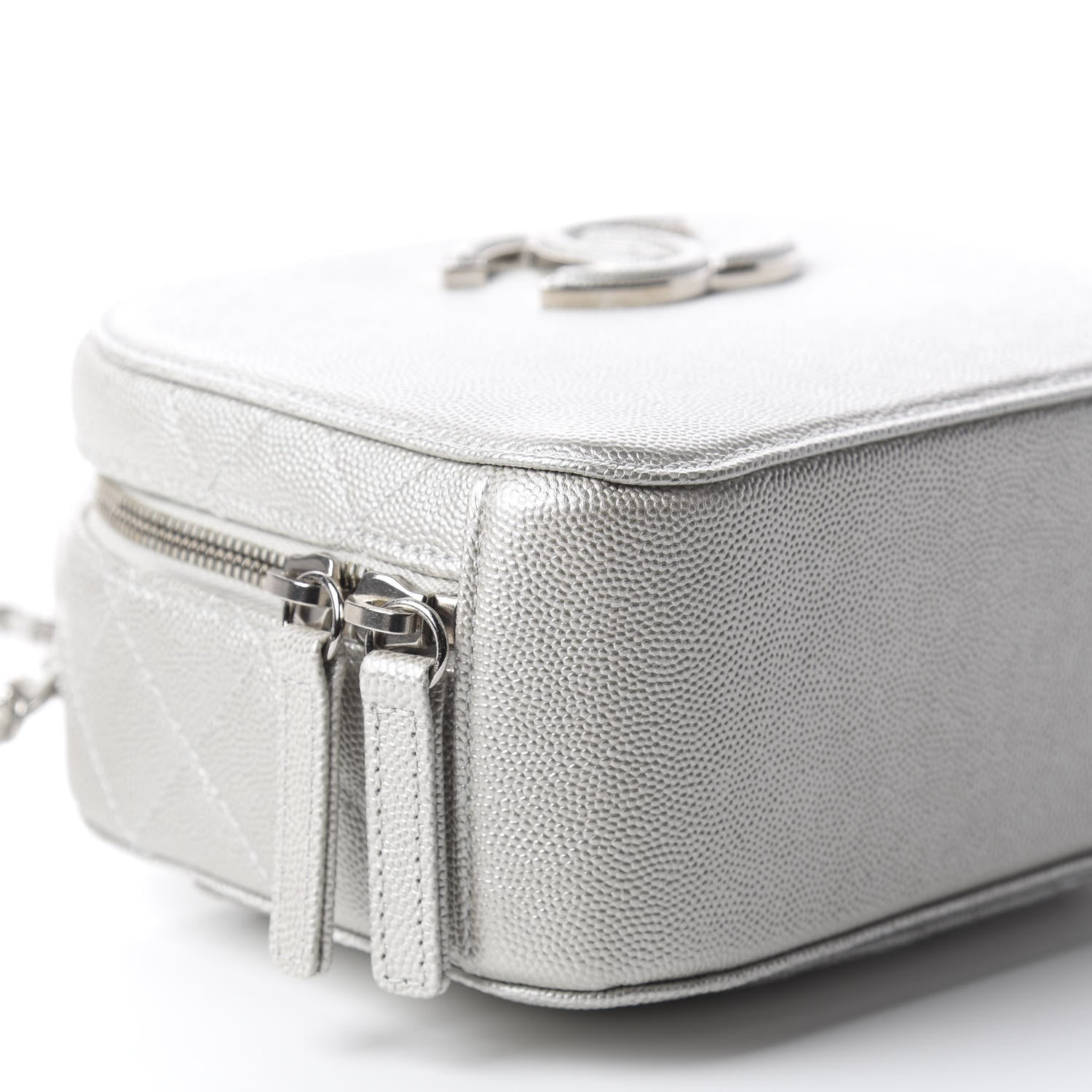 Chanel Metallic Caviar Small Coco Curve Vanity Bag Silver 5 of 9
