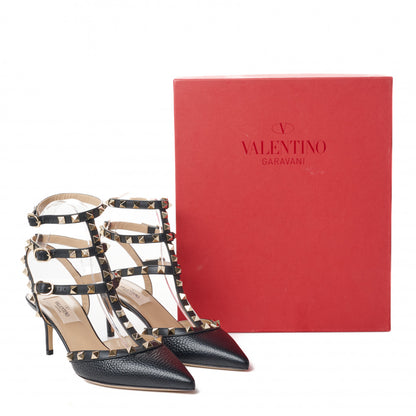 Valentino Garavani Pebbled Calfskin Rockstud Ankle Strap 65mm Pumps 37 Black 9 of 9