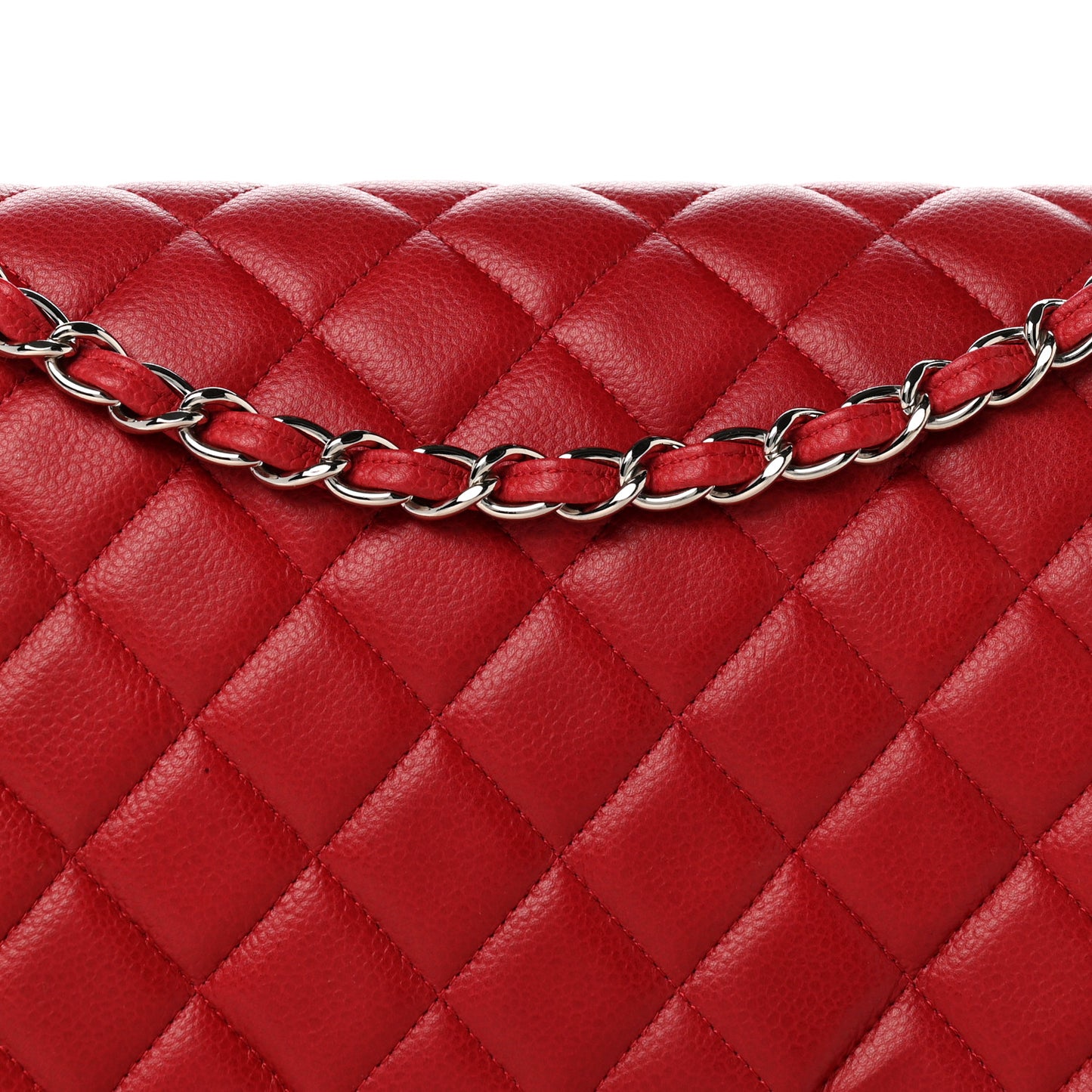 Caviar Quilted Maxi Double Flap Dark Red