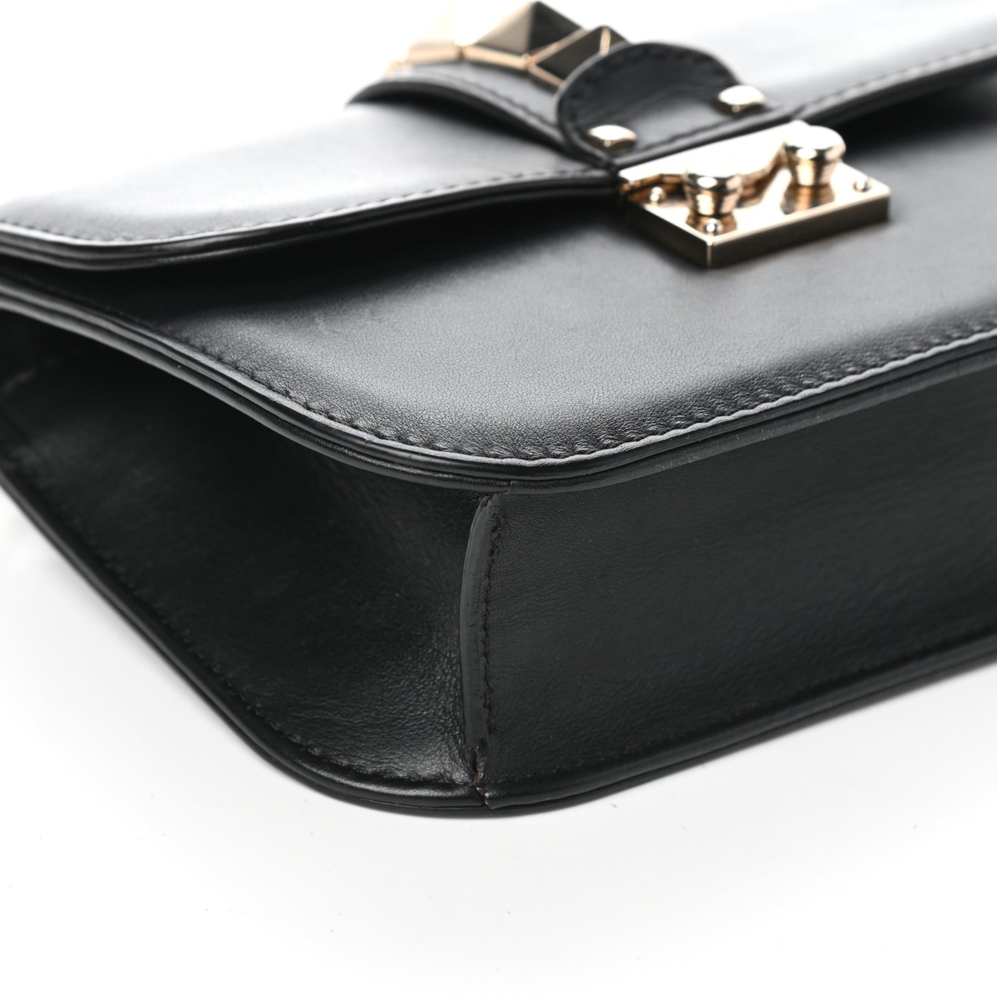 Vitello Small Glam Lock Rockstud Flap Black