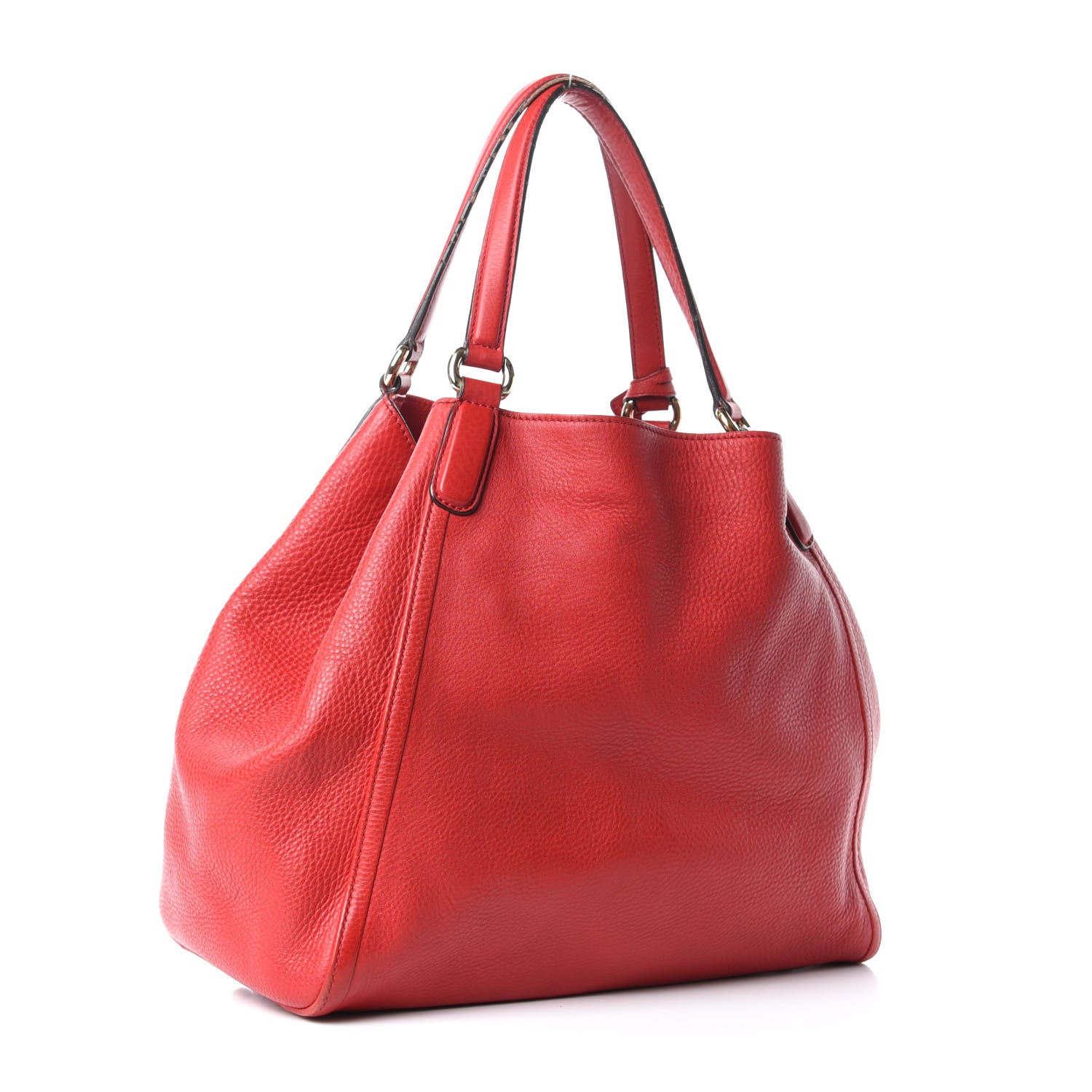 Gucci Pebbled Calfskin Medium Soho Shoulder Bag Red 3 of 12