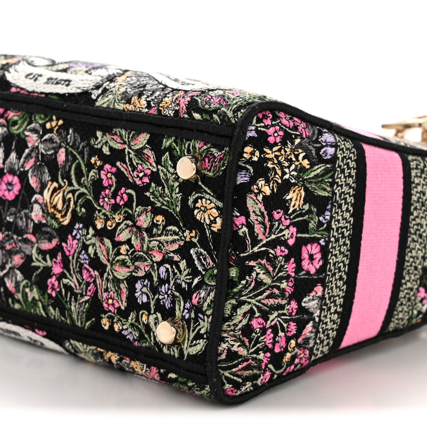 Canvas Around the World Embroidered Medium Lady D-Lite Black Pastel Pink