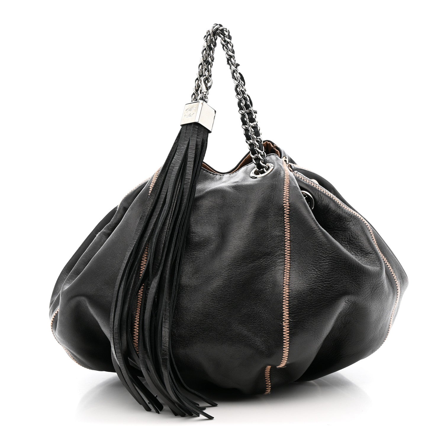 Chanel Lambskin Satin Reversible Sac Cordon Black 1 of 11