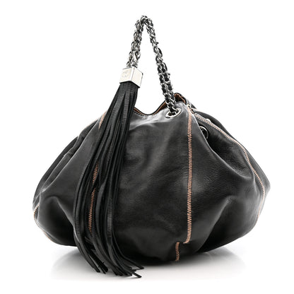 Chanel Lambskin Satin Reversible Sac Cordon Black 1 of 11