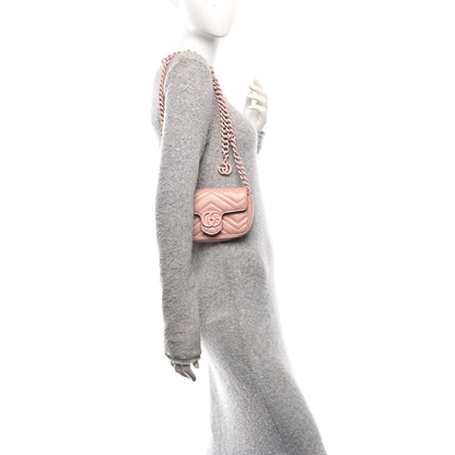 Gucci Calfskin Matelasse Monochrome GG Marmont Chain Belt Bag Perfect Pink 2 of 10